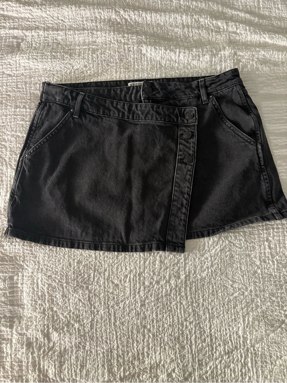 We The Free Black Denim Wrap Skirt